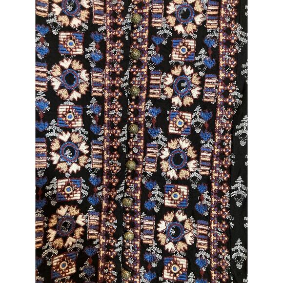 Vanessa Virginia Anthropologie Peasant Dress Womens Medium Black Full Embroidery - Picture 6 of 14